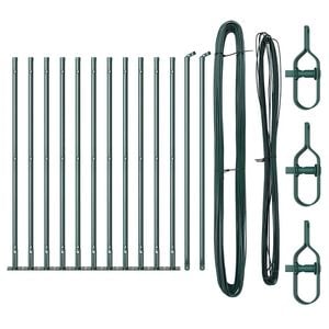 vidaXL Poteau de cl&ocirc;ture avec base en b&eacute;ton 13 pc Vert
