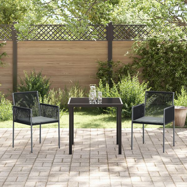 vidaXL Ensemble de salle à manger pour jardin 7 pcs Noir Rotin PE