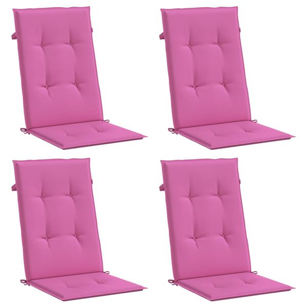 vidaXL Coussins de chaise &agrave; dossier haut lot de 4 rose tissu
