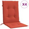 vidaXL Coussins de chaise &agrave; dossier bas lot de 4 rouge m&eacute;lang&eacute; tissu