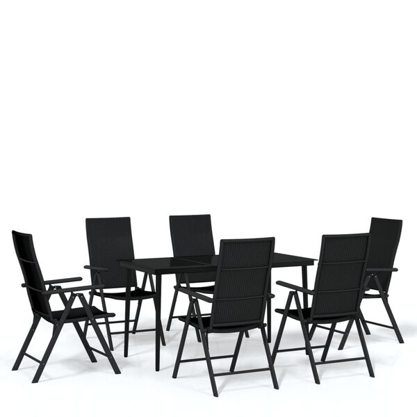vidaXL Ensemble à manger de jardin 7 pcs Noir