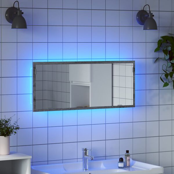 vidaXL Miroir de salle de bain à LED sonoma gris bois d'ingénierie