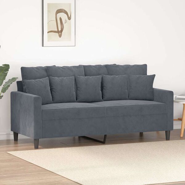 vidaXL Canap&eacute; &agrave; 2 places Gris fonc&eacute; 140 cm Velours