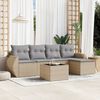 vidaXL Salon de jardin avec coussins 6 pcs beige r&eacute;sine tress&eacute;e
