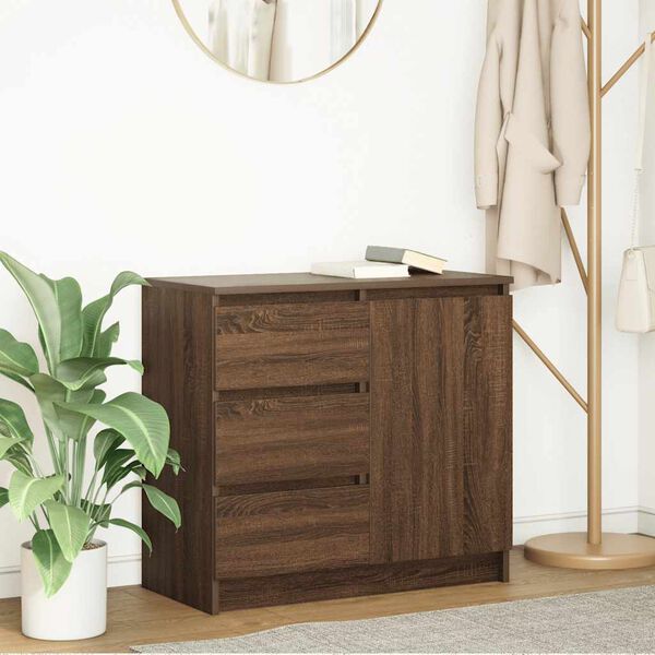 vidaXL Buffet avec tiroir chêne brun 71x35x65 cm bois d'ingénierie