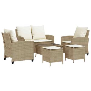vidaXL Ensemble de canap&eacute; de jardin 6 pcs avec coussins beige r&eacute;sine tress&eacute;e