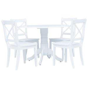 vidaXL Ensemble de salle &agrave; manger 5 pcs Bois d'h&eacute;v&eacute;a Blanc