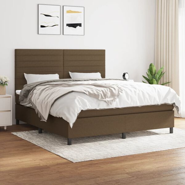 vidaXL Sommier &agrave; lattes de lit avec matelas Marron fonc&eacute; 160x200 cm