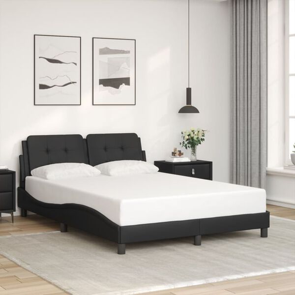 vidaXL Cadre de lit avec LED sans matelas Zadar noir 120x200 cm