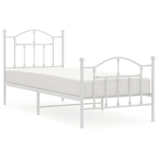 vidaXL Cadre de lit métal sans matelas avec pied de lit blanc 90x200cm
