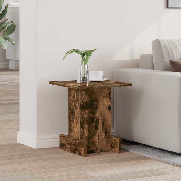 vidaXL Table d'appoint Ch&ecirc;ne fum&eacute; 35,5 x 35 x 40 cm Bois d'ing&eacute;nierie