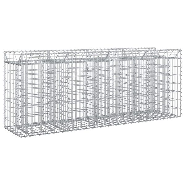 vidaXL Lit sur&eacute;lev&eacute; gabion 2 pcs Argent&eacute; 200 x 50 x 80 cm