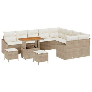 vidaXL Ensemble de canap&eacute; de jardin 12 pcs Beige polyrotin