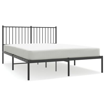 vidaXL Cadre de lit métal avec tête de lit noir 140x190 cm