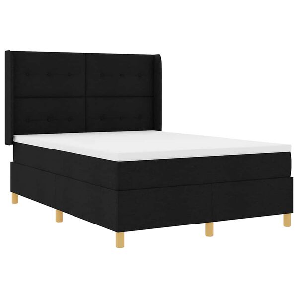 vidaXL Lit &agrave; ressorts avec matelas Noir 160 x 200 cm tissu