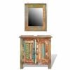Ensemble meuble sous vasque et miroir en bois massif recycl&eacute;