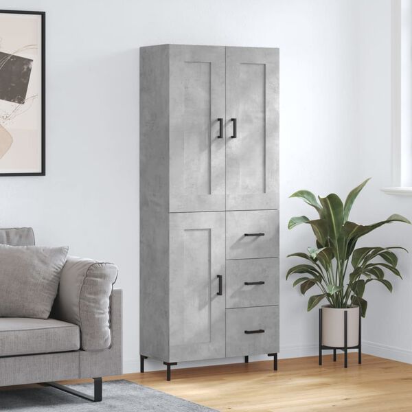 vidaXL Buffet haut Gris béton 69,5x34x180 cm Bois d'ingénierie