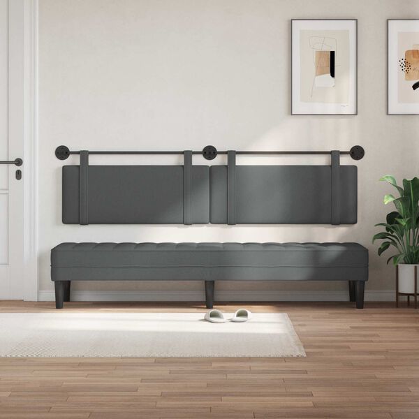 vidaXL T&ecirc;te de lit suspendue Uni Gris fonc&eacute; 210 x 55 x 5 cm tissu