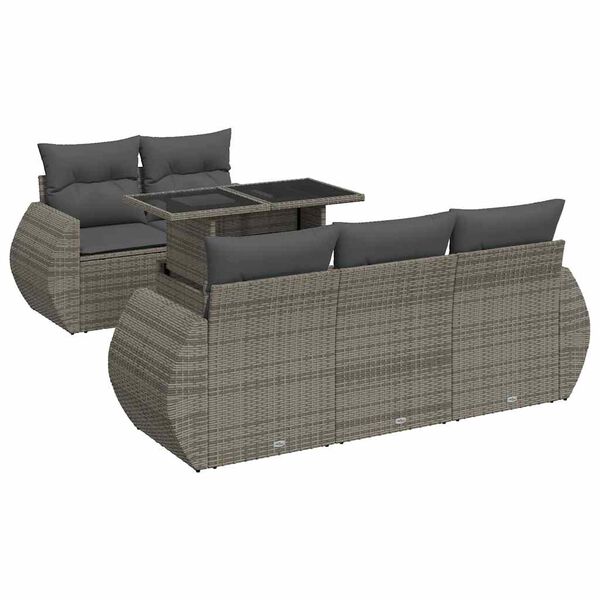 vidaXL Salon de jardin 6 pcs avec coussins gris r&eacute;sine tress&eacute;e