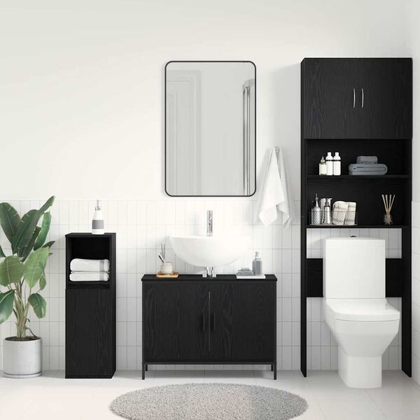 vidaXL Meuble de Lavabo de Salle de Bain Ch&ecirc;ne noir 80 x 30 x 60 cm