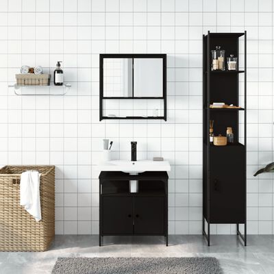 vidaXL Ensemble de meubles salle de bain 3 pcs noir bois d'ingénierie