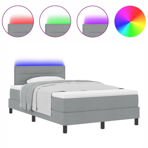 vidaXL Lit &agrave; ressorts avec matelas Gris clair 120 x 200 cm tissu