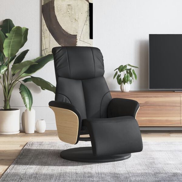 vidaXL Fauteuil inclinable avec repose-pieds noir similicuir