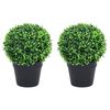 vidaXL Plantes de buis artificiel 2 pcs avec pots Boule Vert 32 cm