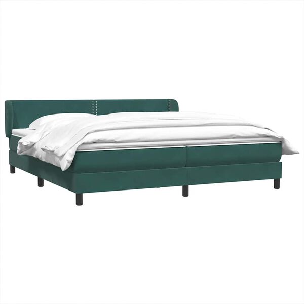 vidaXL Sommier &agrave; lattes de lit et matelas vert fonc&eacute; 200x210cm velours