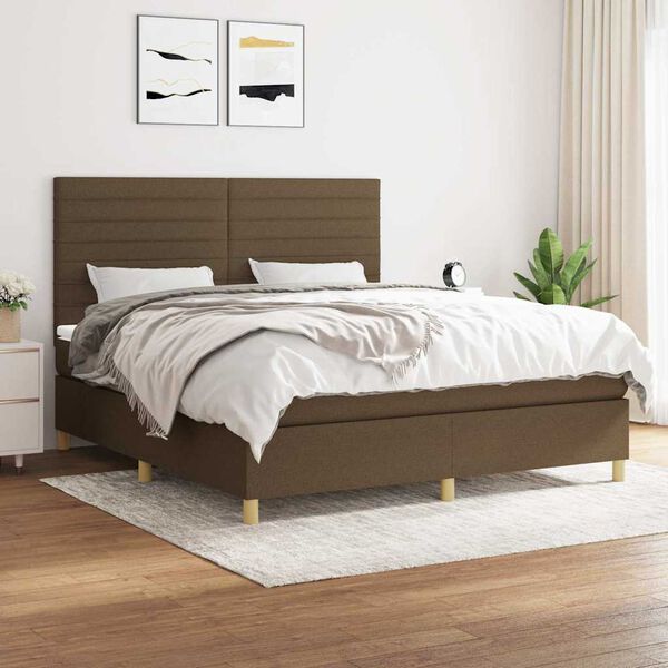 vidaXL Sommier &agrave; lattes de lit avec matelas Marron fonc&eacute; 180x200 cm