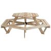 vidaXL Table de pique-nique pour 6 enfants avec bancs hexagonal sapin