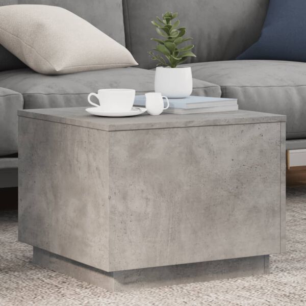vidaXL Table basse avec lumières LED gris béton 50x50x40 cm