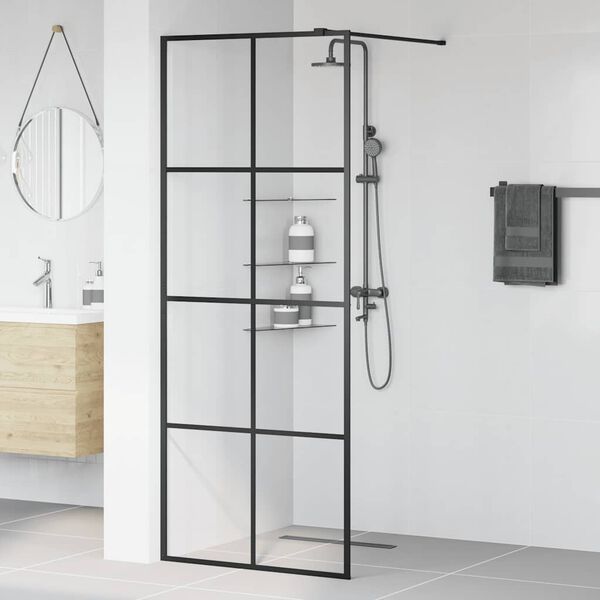 vidaXL Paroi de douche avec verre ESG transparent 80x195 cm Noir