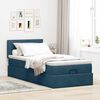 vidaXL Cadre de lit ottoman avec matelas bleu fonc&eacute; 90x200 cm velours