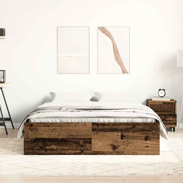 vidaXL Cadre de lit sans matelas vieux bois 160x200 cm bois ing&eacute;nierie