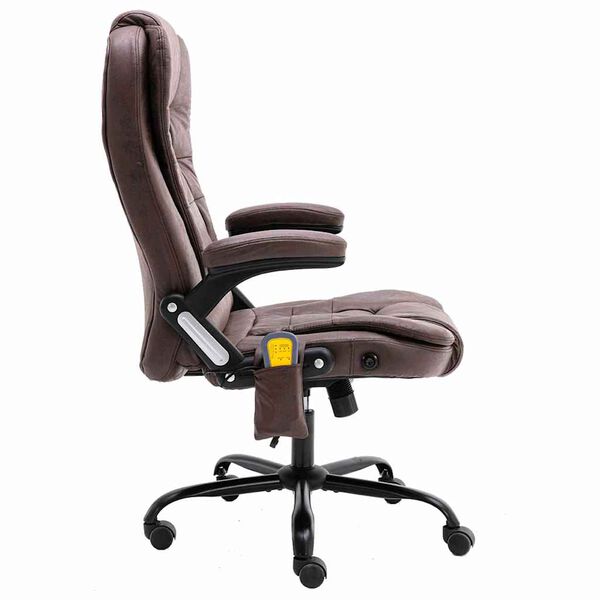 vidaXL Chaise de bureau de massage marron fonc&eacute; similicuir daim