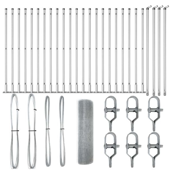 vidaXL Poteau de cl&ocirc;ture. Argent&eacute; 50 x 0,4 m (maille 19 x 19 mm) Acier