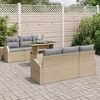 vidaXL Ensemble de canap&eacute; de jardin 7 pcs Beige Poly Rattan