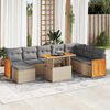 vidaXL Salon de jardin avec coussins 9 pcs beige r&eacute;sine tress&eacute;e acacia