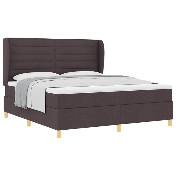 vidaXL Lit &agrave; ressorts avec matelas gris fonc&eacute; 90x190 cm Marron fonc&eacute;