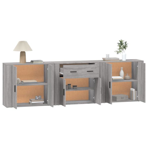 vidaXL Buffets 3 pcs Sonoma gris Bois d'ing&eacute;nierie
