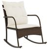 vidaXL Chaise &agrave; bascule de jardin avec coussins marron r&eacute;sine tress&eacute;e