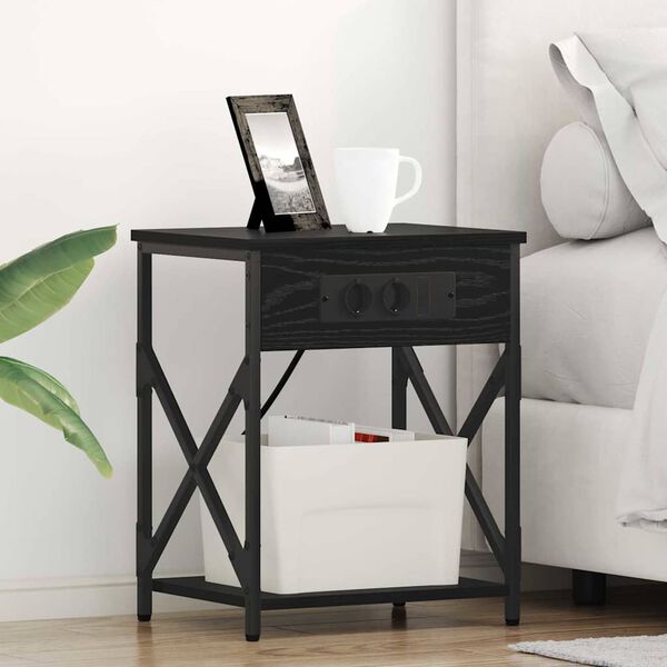 vidaXL Cabinet de chevet Ch&ecirc;ne noir 41 x 31 x 51 cm Bois d'ing&eacute;nierie