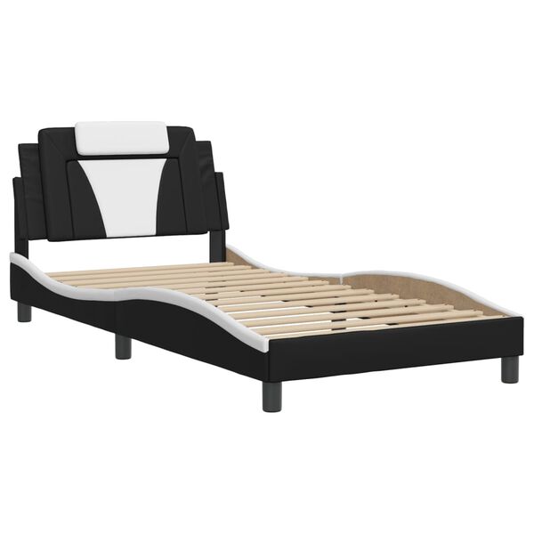 vidaXL Cadre de lit Viana sans matelas noir et blanc 100x200 cm similicuir