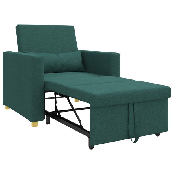 vidaXL Canap&eacute;-lit escamotable simple Vert fonc&eacute; 90 x 165 x 87 cm tissu