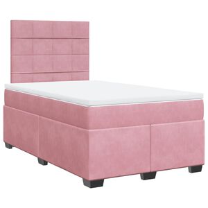 vidaXL Sommier &agrave; lattes de lit avec matelas rose 120x190 cm velours