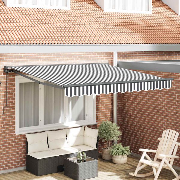 vidaXL Auvent R&eacute;tractable Anthracite et blanc 300 x 250 cm