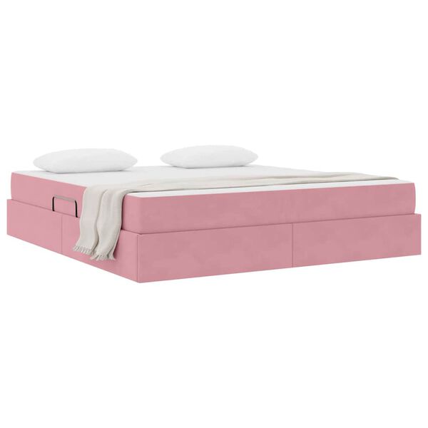 vidaXL Lit avec rangement et matelas Rose 180 x 200 cm Velours