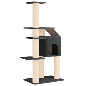 vidaXL Arbre &agrave; chat avec poteaux &agrave; griffer en sisal Gris fonc&eacute; 183 cm