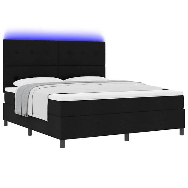 vidaXL Lit &agrave; ressorts avec matelas avec LED Noir 180 x 200 cm tissu